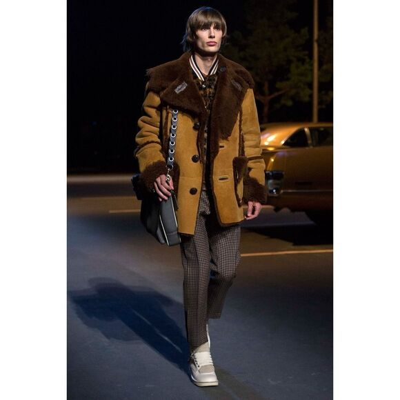 Coach Men 1941 Runway Rustic Sheepskin Shearling Coat Fall 2017 Small - Picture 4 of 13